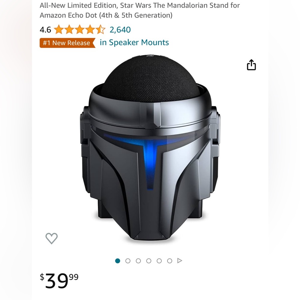 Star Wars Mandalorian Echo Dot Stand (4th& 5th generation)